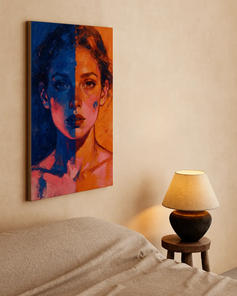 Vrouw in twee kleurzones, canvas schilderij uit de collectie expressionisme