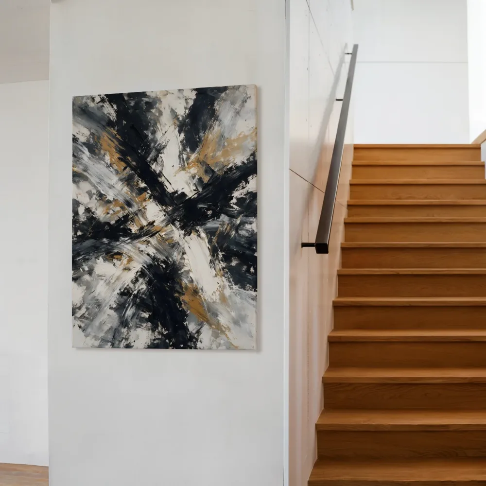 Veeg Zwaai in ravenzwart en parelmoer, canvas schilderij uit de collectie expressionisme