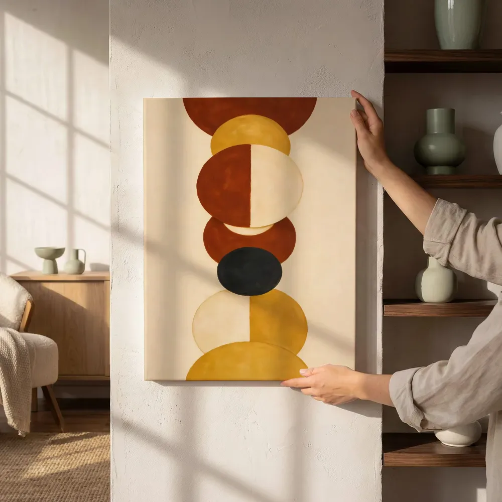 Gestapelde cirkels Geometric Earth 2, canvas schilderij uit de collectie geometric earth