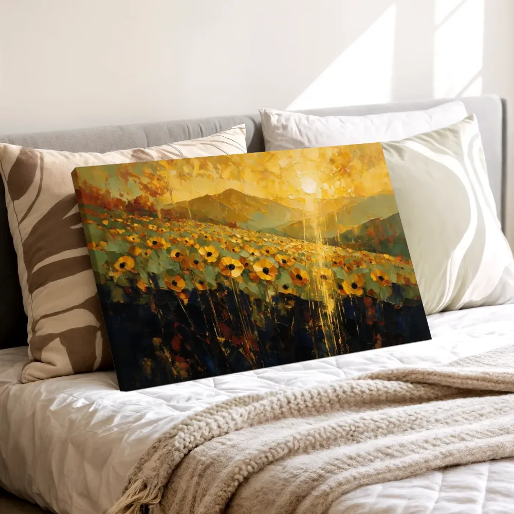 Anemoon op de helling in zwartgoud, canvas schilderij uit de collectie goud