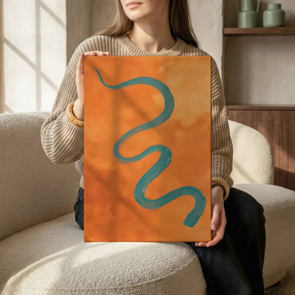 Abstracte compositie in oranje, canvas schilderij uit de collectie grafisch