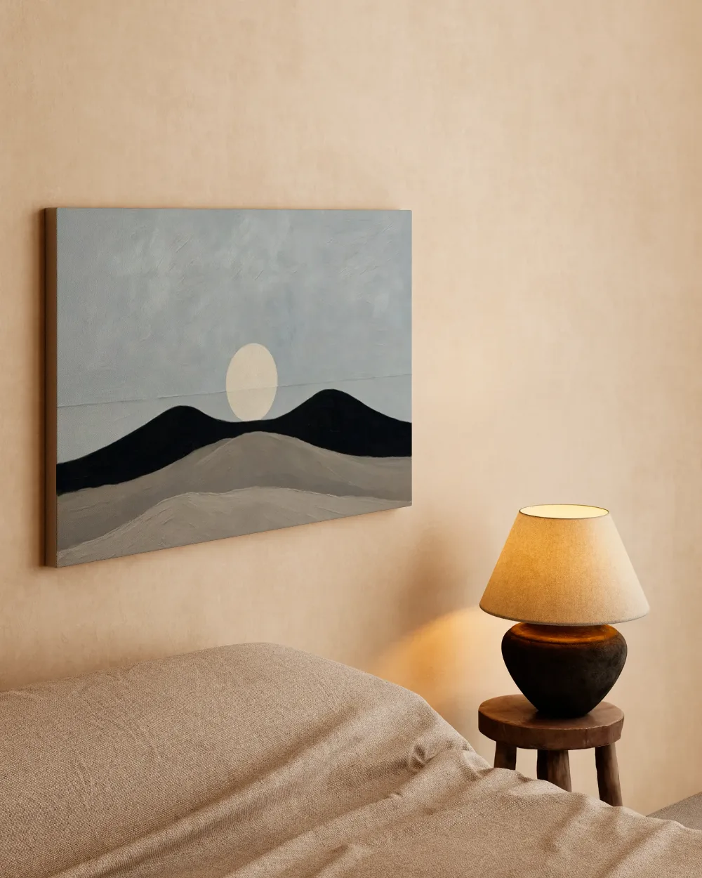 Woestijnlandschap Textured Minimalism in steengrijs 2, canvas schilderij uit de collectie grijs