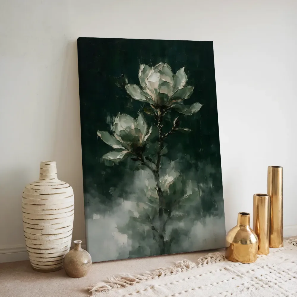 Magnolia in saliegrijs, canvas schilderij uit de collectie hal & trappenhuis schilderijen