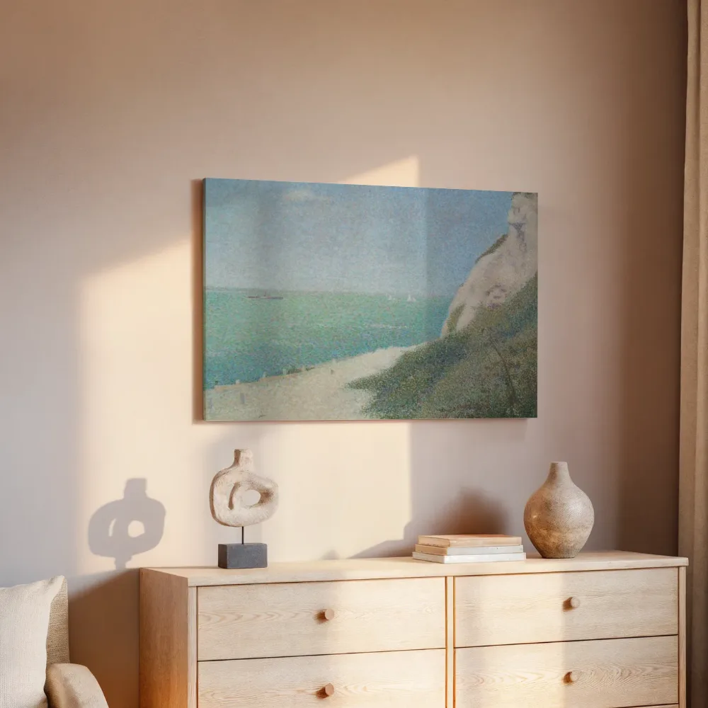 Het strand Bas-Butin, Honfleur van Georges Seurat, canvas schilderij uit de collectie schilderijen honfleur
