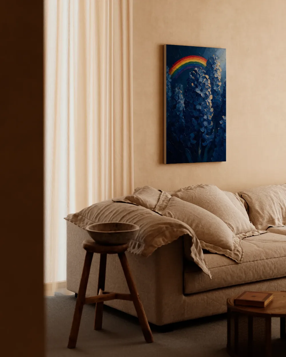 Hyacint van dichtbij in inktblauw, canvas schilderij uit de collectie hyacint
