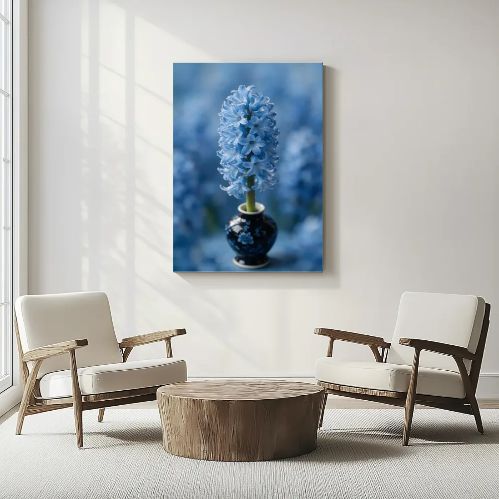 Hyacint in de dauw, hemelsblauw, canvas schilderij uit de collectie hyacint
