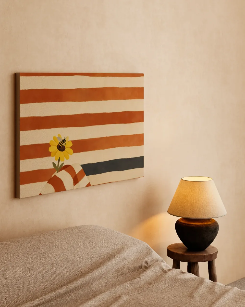 Insect in roest en crème, canvas schilderij uit de collectie insecten