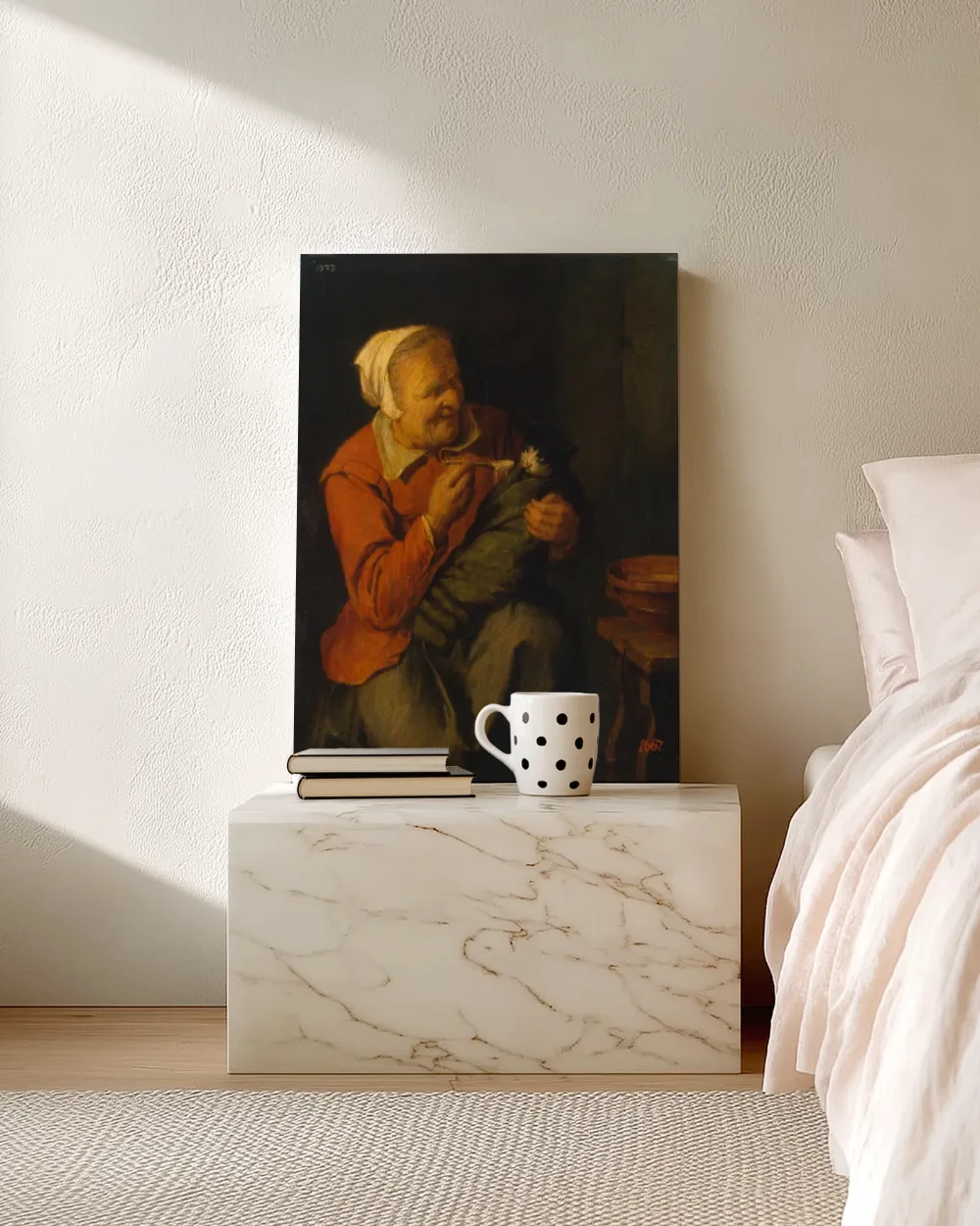 Boerenvrouw met een kat van David Ryckaert III, canvas schilderij uit de collectie katten