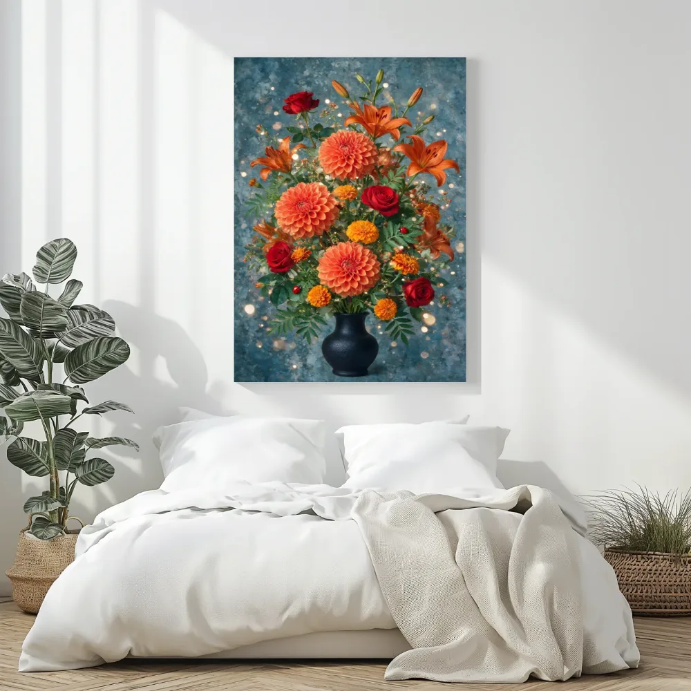 Twee lieveheersbeestjes in warme tinten, canvas schilderij uit de collectie klassiek