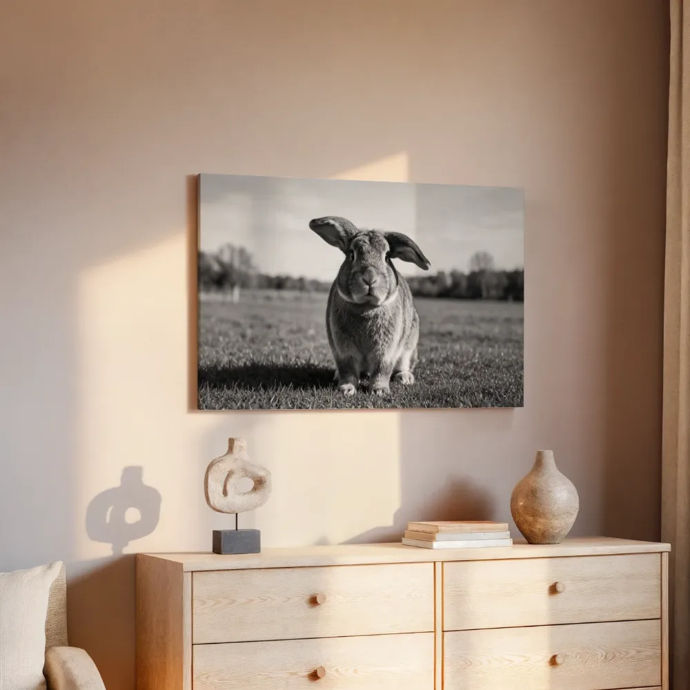 Konijn met flaporen, volle herfstkleuren, canvas schilderij uit de collectie konijnen