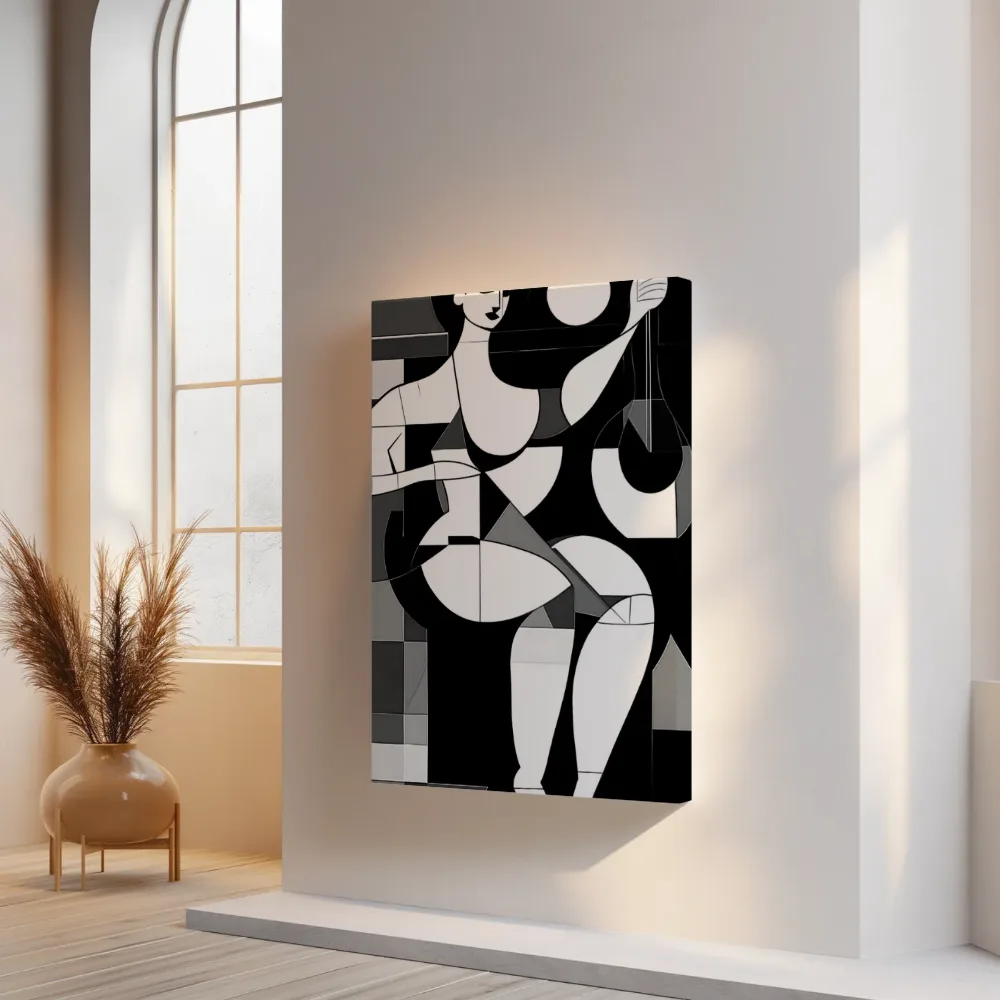 Kubistische zittende vrouw, canvas schilderij uit de collectie kubisme
