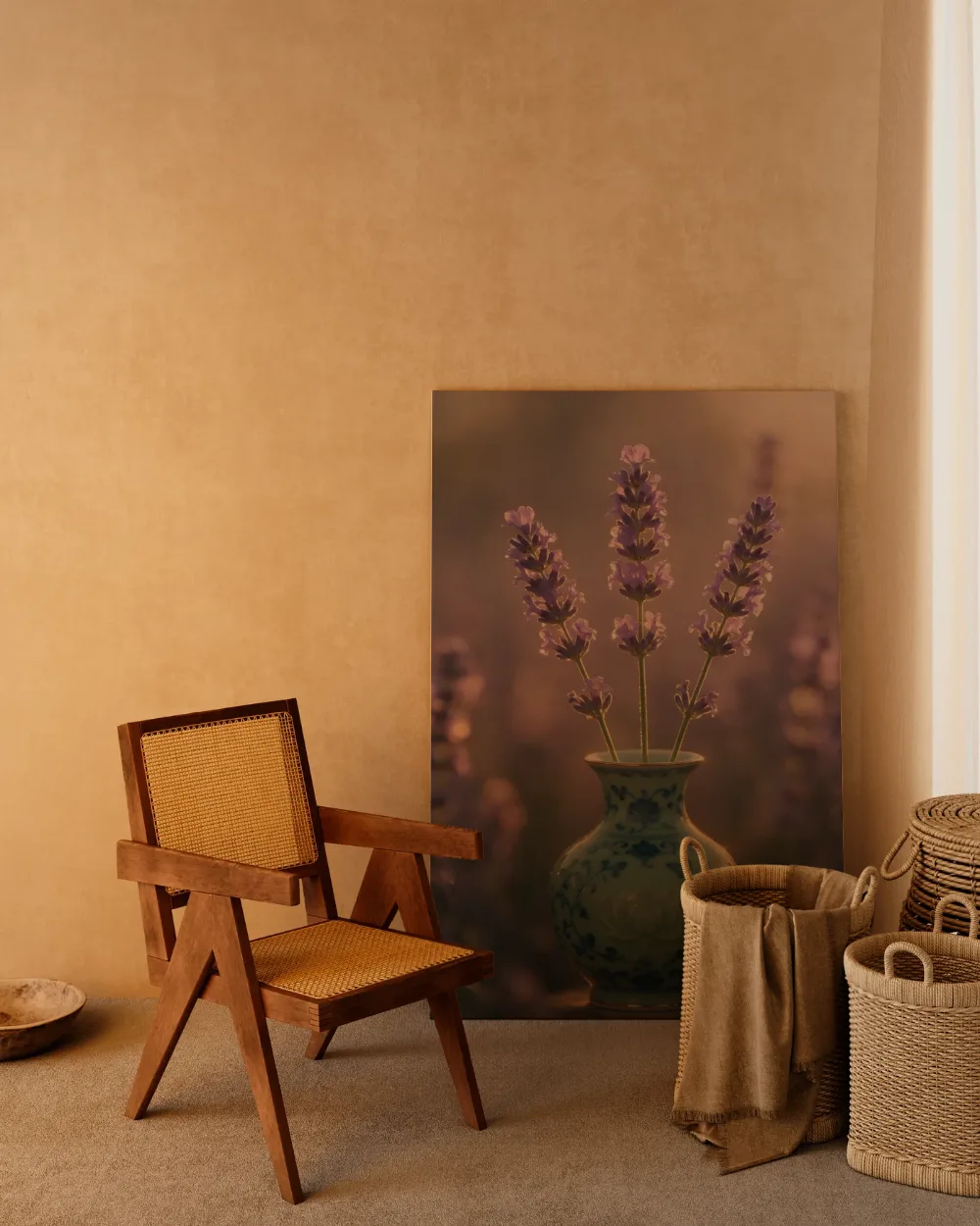 Lavendel in het gouden uur, zacht violetpaars 8, canvas schilderij uit de collectie lavendel