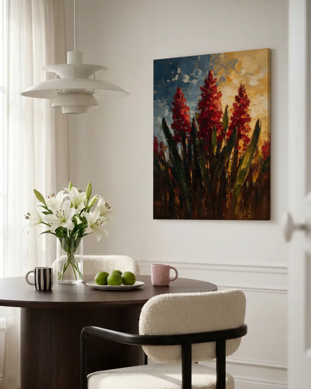 Hyacint tegen de lucht in karmozijn, canvas schilderij uit de collectie lente