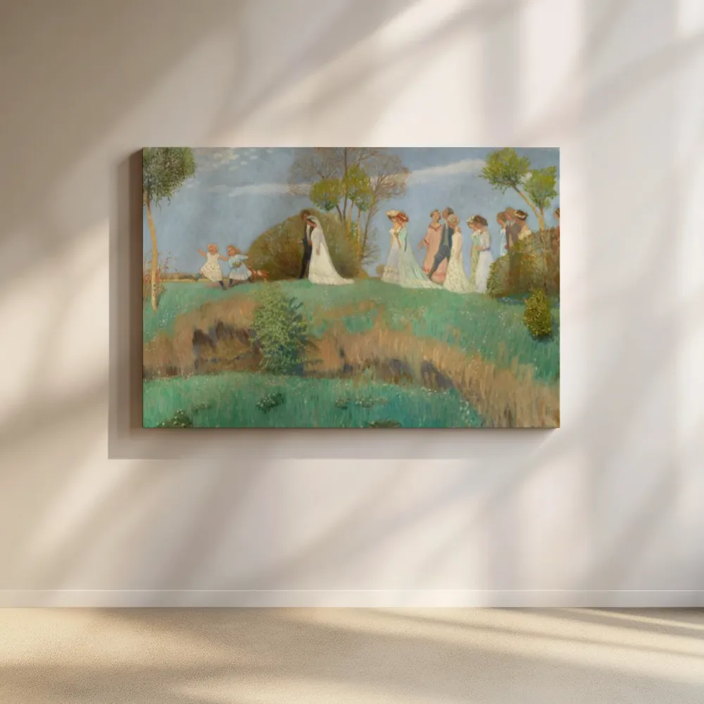 Bruidsstoet in de lente van Otto Modersohn, canvas schilderij uit de collectie lente