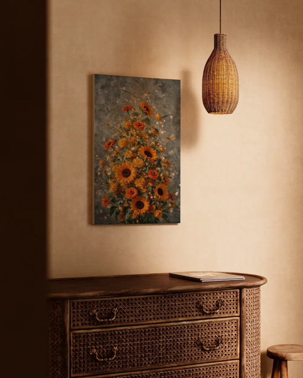 Twee libellen in zonnig geel, canvas schilderij uit de collectie libellen