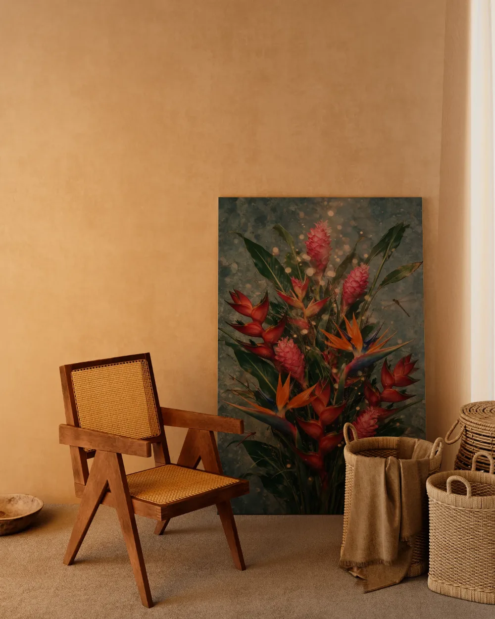 Twee libellen in tropische kleuren, canvas schilderij uit de collectie libellen