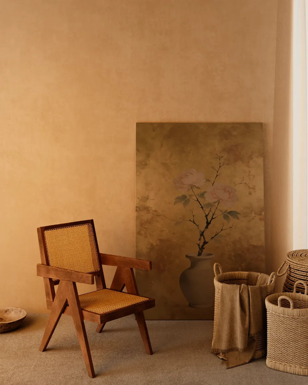 Pioenroos in goud en brons, canvas schilderij uit de collectie luxe & glamour