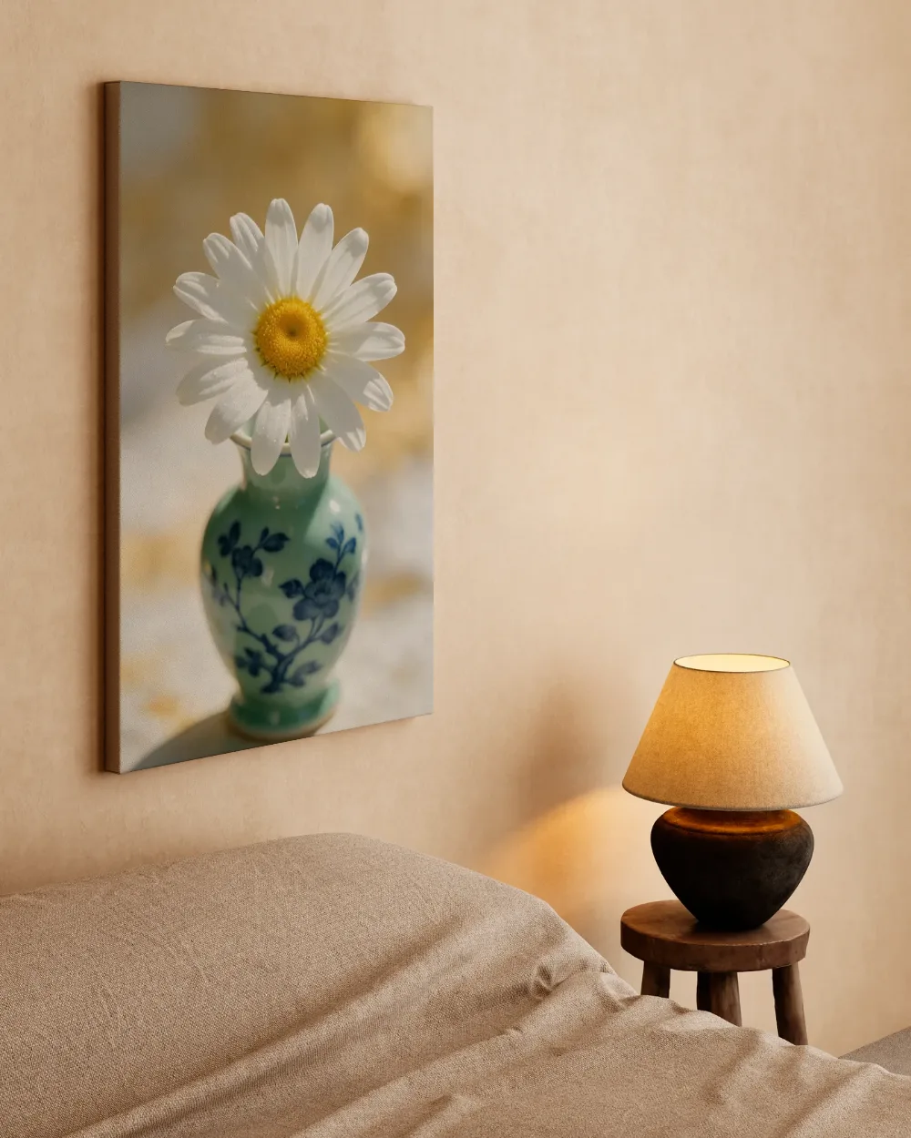Madeliefje in volle zon, zuiver wit 4, canvas schilderij uit de collectie madeliefje