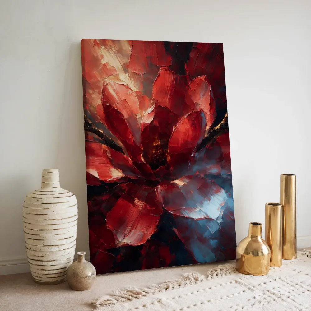 Magnolia van dichtbij in karmozijn, canvas schilderij uit de collectie magnolia