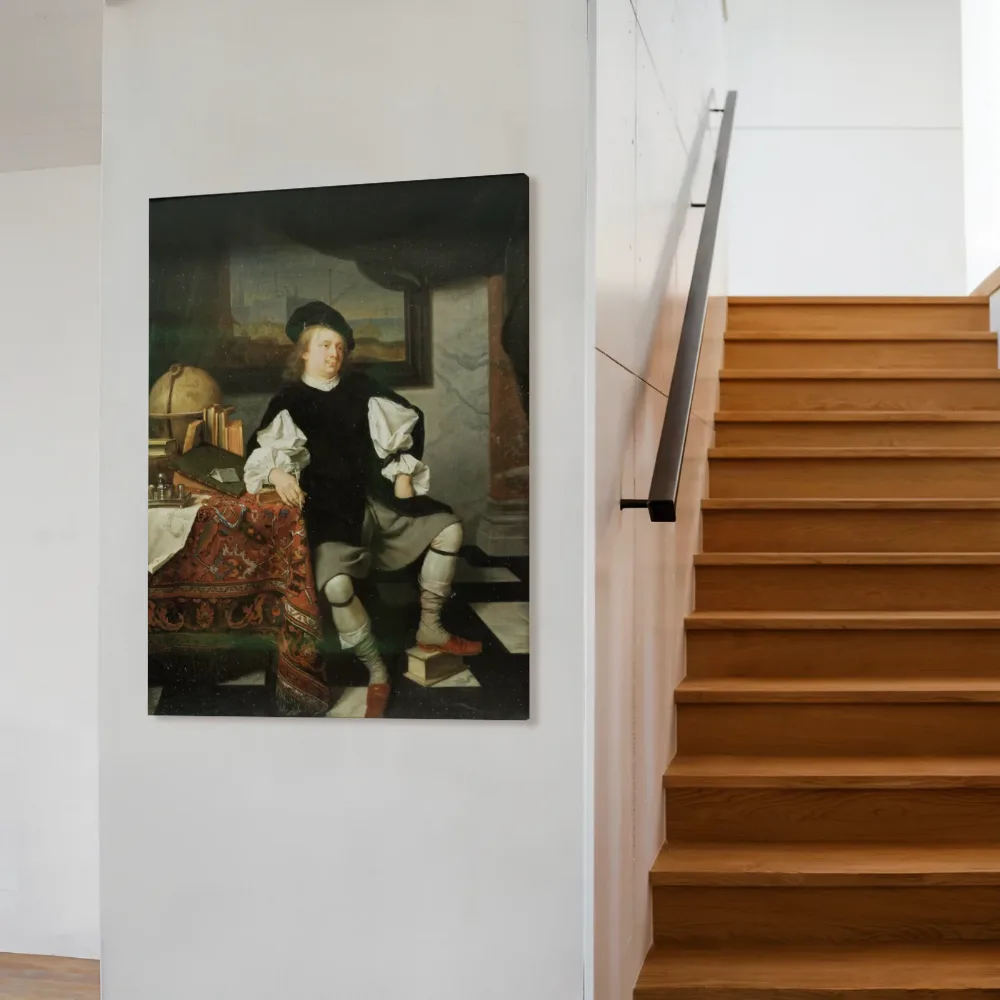 Portret van een koopman in zijn kantoor van Eglon van der Neer, canvas schilderij uit de collectie mannen