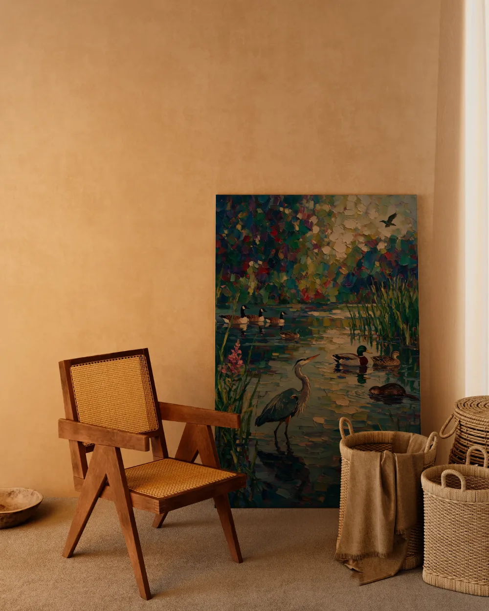 Dieren aan de waterkant, canvas schilderij uit de collectie natuur