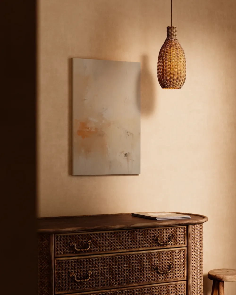 Abstracte terracotta compositie, canvas schilderij uit de collectie neutrale tinten