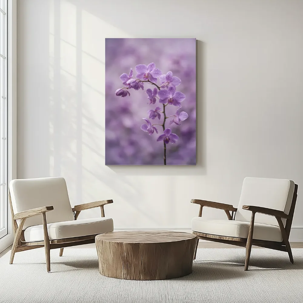 Orchidee in na de regen, zachtpaars, canvas schilderij uit de collectie orchideeën