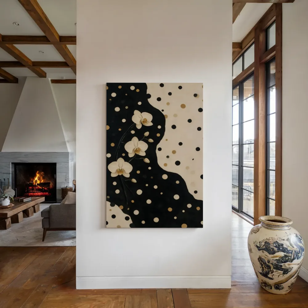 Orchidee in zwart en gebroken wit, canvas schilderij uit de collectie orchideeën