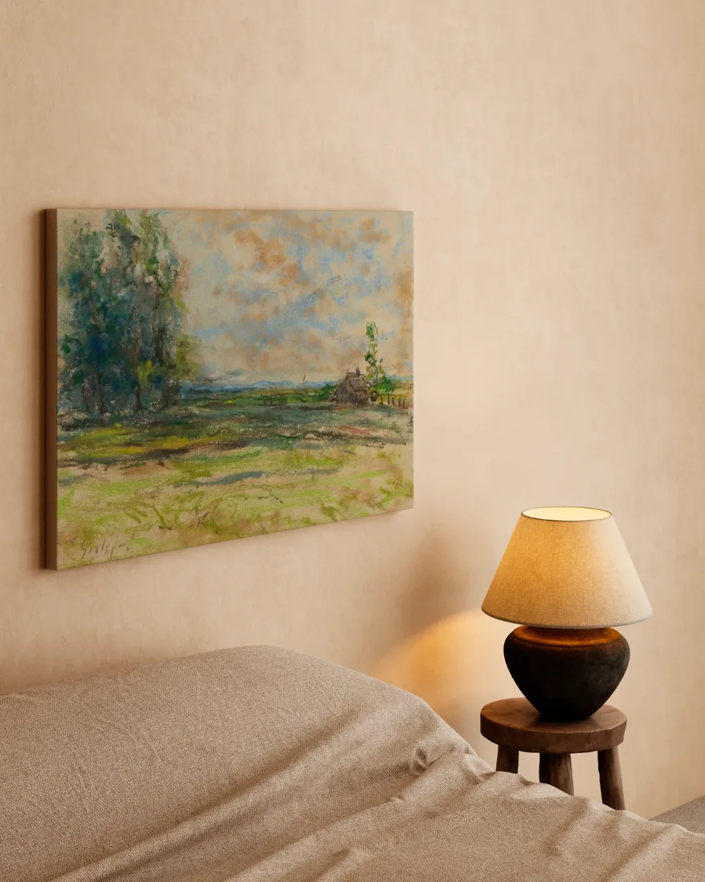 Landschap met boerderij van Alfred Sisley, canvas schilderij uit de collectie alfred sisley