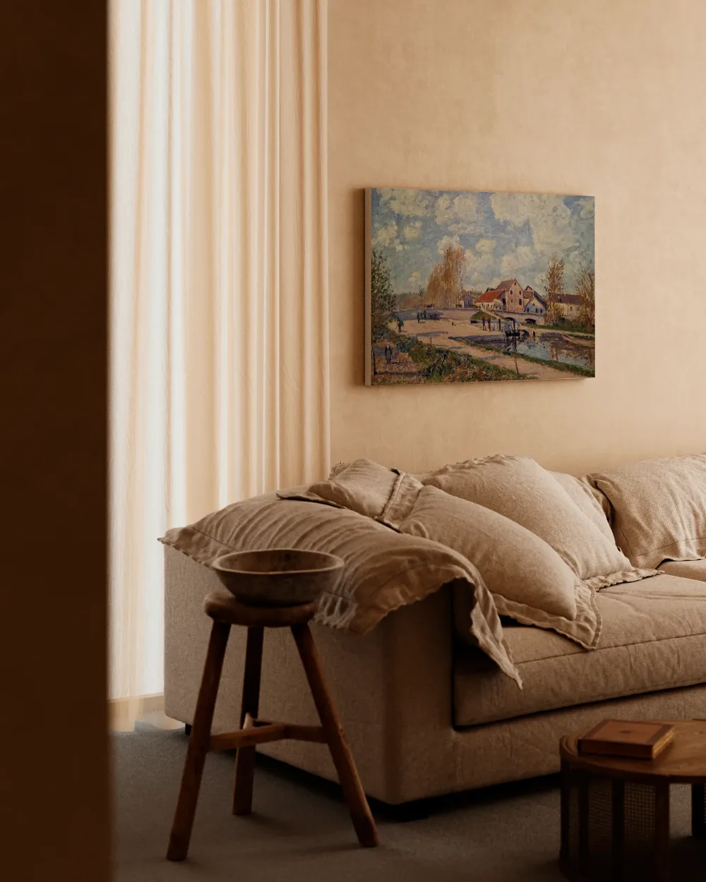 Bourgondisch gezicht op Moret van Alfred Sisley, canvas schilderij uit de collectie alfred sisley