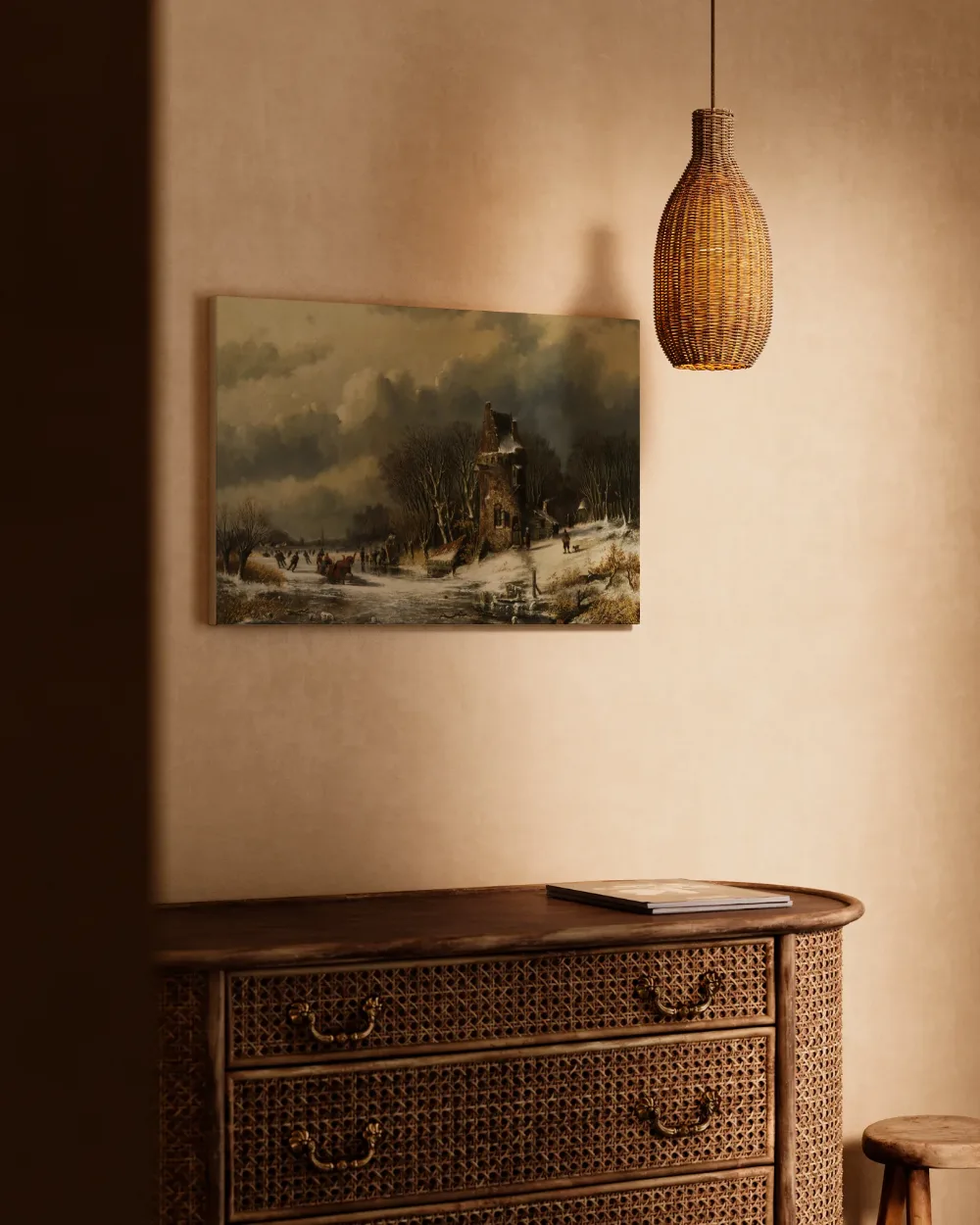 Nederlandse landschap met figuren van Andreas Schelfhout, canvas schilderij uit de collectie andreas schelfhout