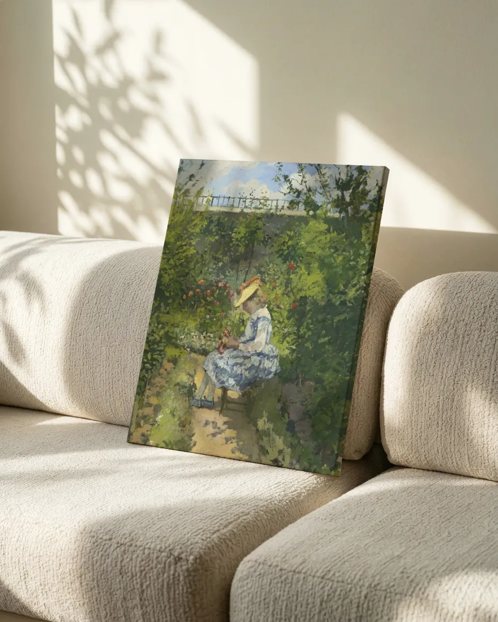 Jeanne dite Minette, assise au jardin, Pontoise van Camille Pissarro, canvas schilderij uit de collectie camille pissarro