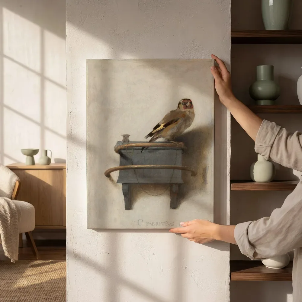 Het puttertje van Carel Fabritius, canvas schilderij uit de collectie carel fabritius