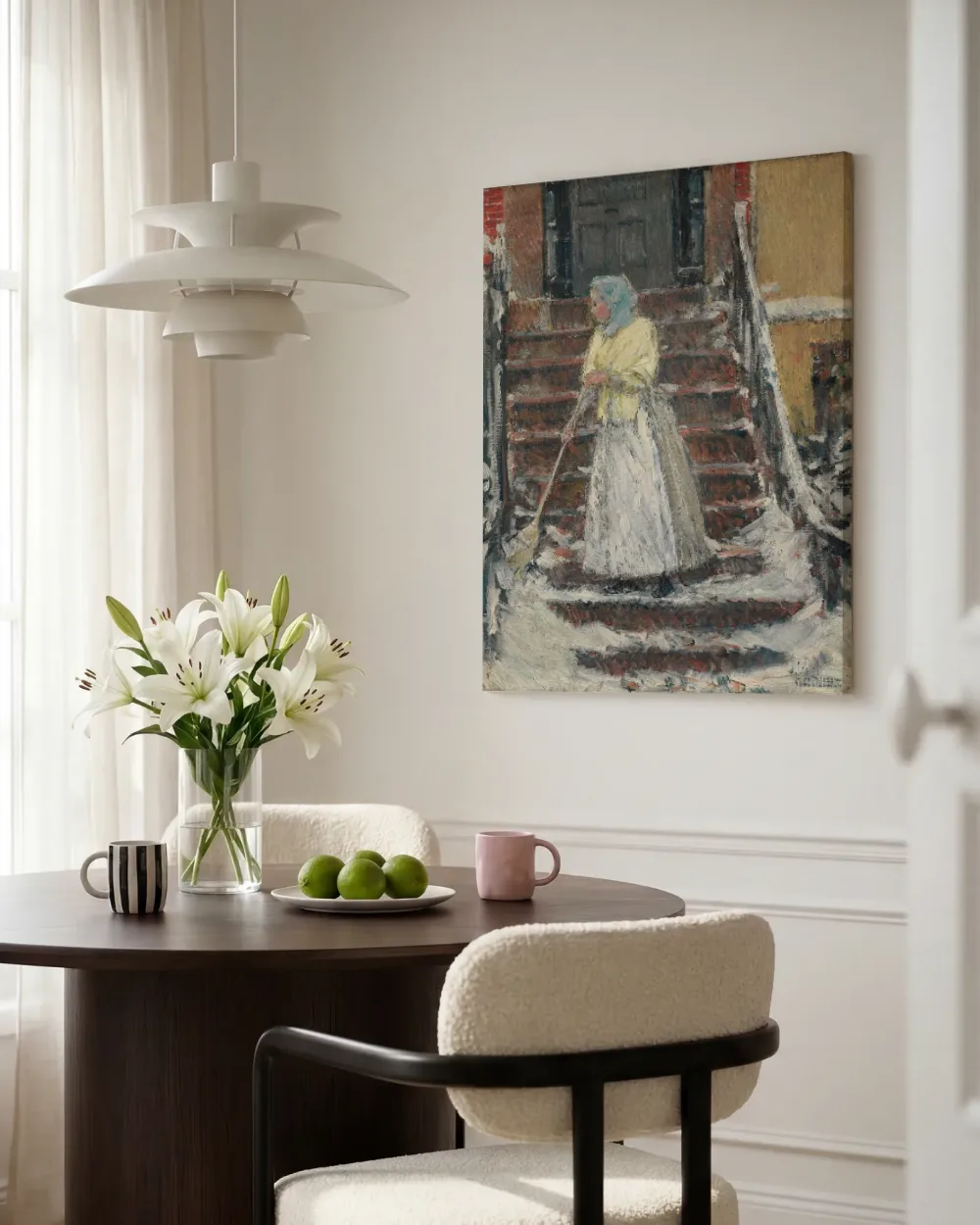 Sneeuw vegen van Childe Hassam, canvas schilderij uit de collectie childe hassam