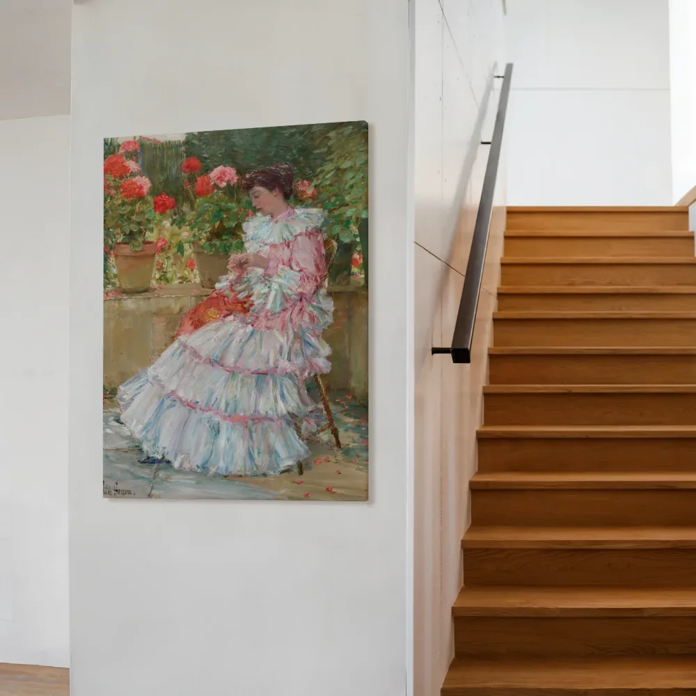 Geraniums van Childe Hassam, canvas schilderij uit de collectie childe hassam