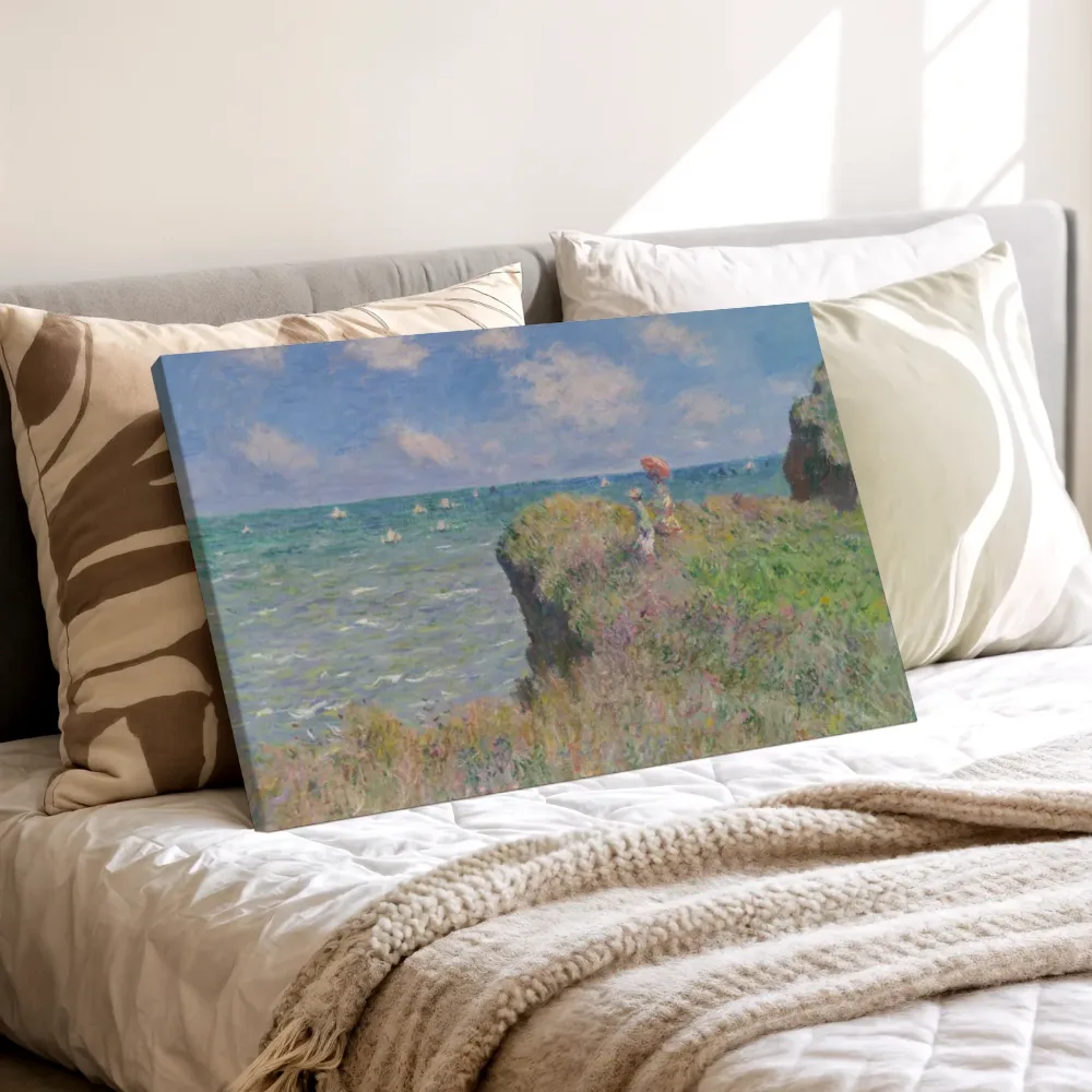 Wandeling op de klif bij Pourville van Claude Monet, canvas schilderij uit de collectie claude monet