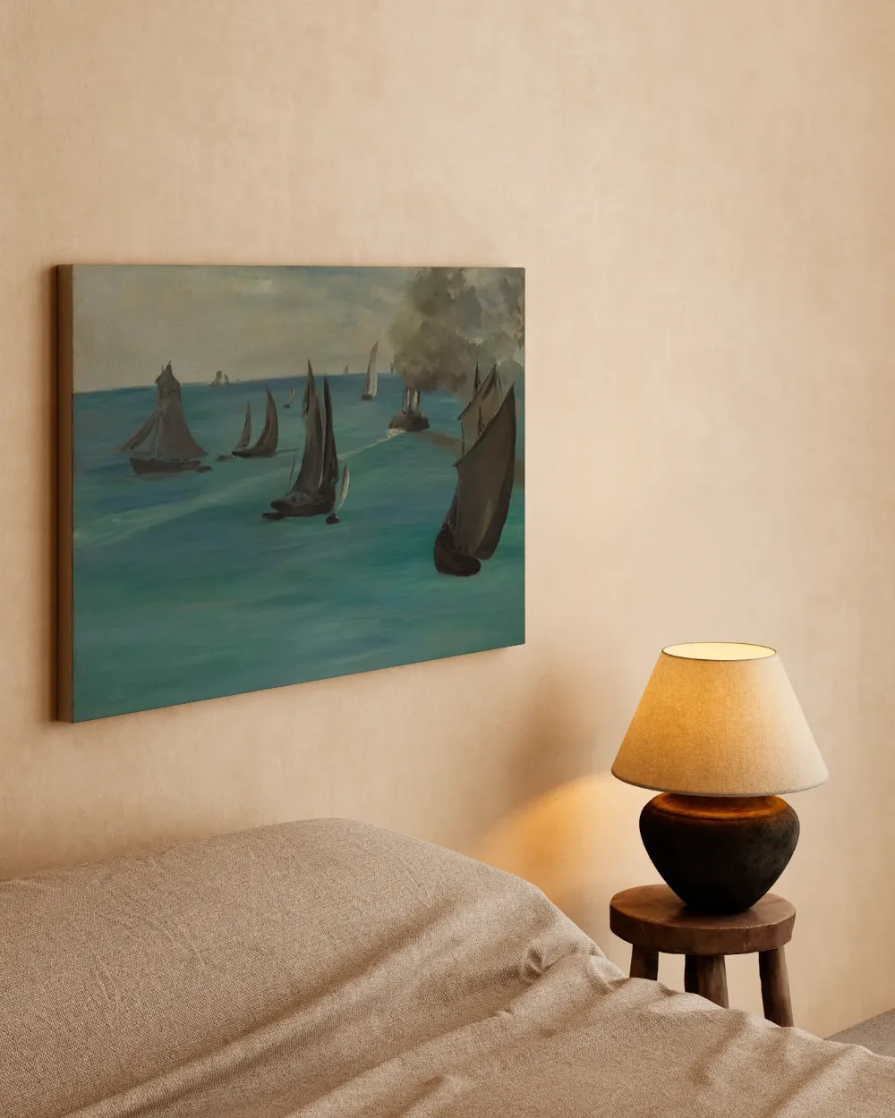 Zeegezicht, kalm weer van Edouard Manet, canvas schilderij uit de collectie edouard manet
