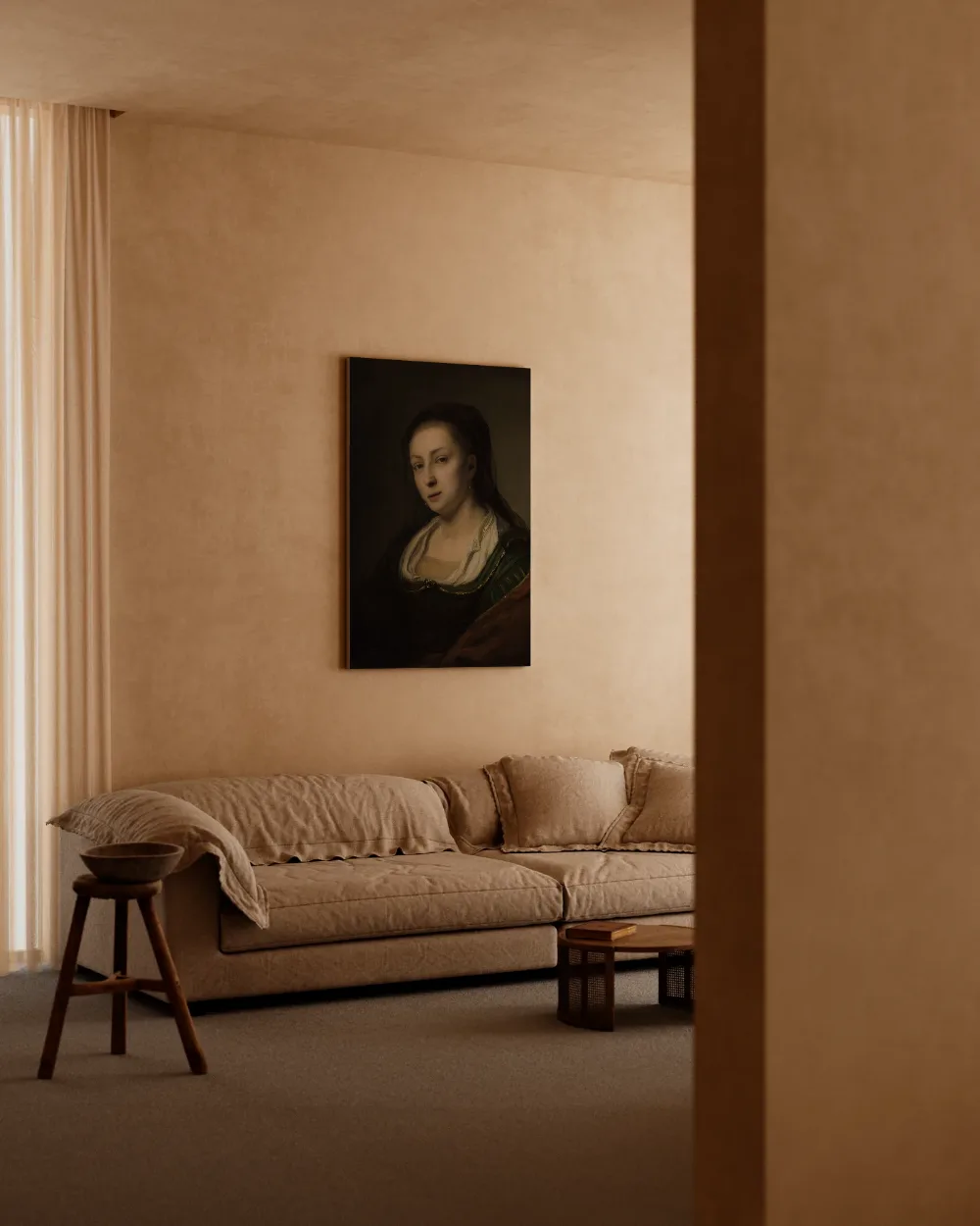 Portret van een vrouw van Ferdinand Bol, canvas schilderij uit de collectie ferdinand bol