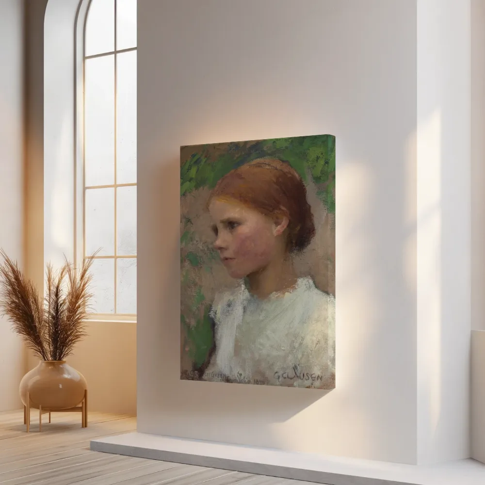 Jong plattelandsmeisje van George Clausen, canvas schilderij uit de collectie george clausen