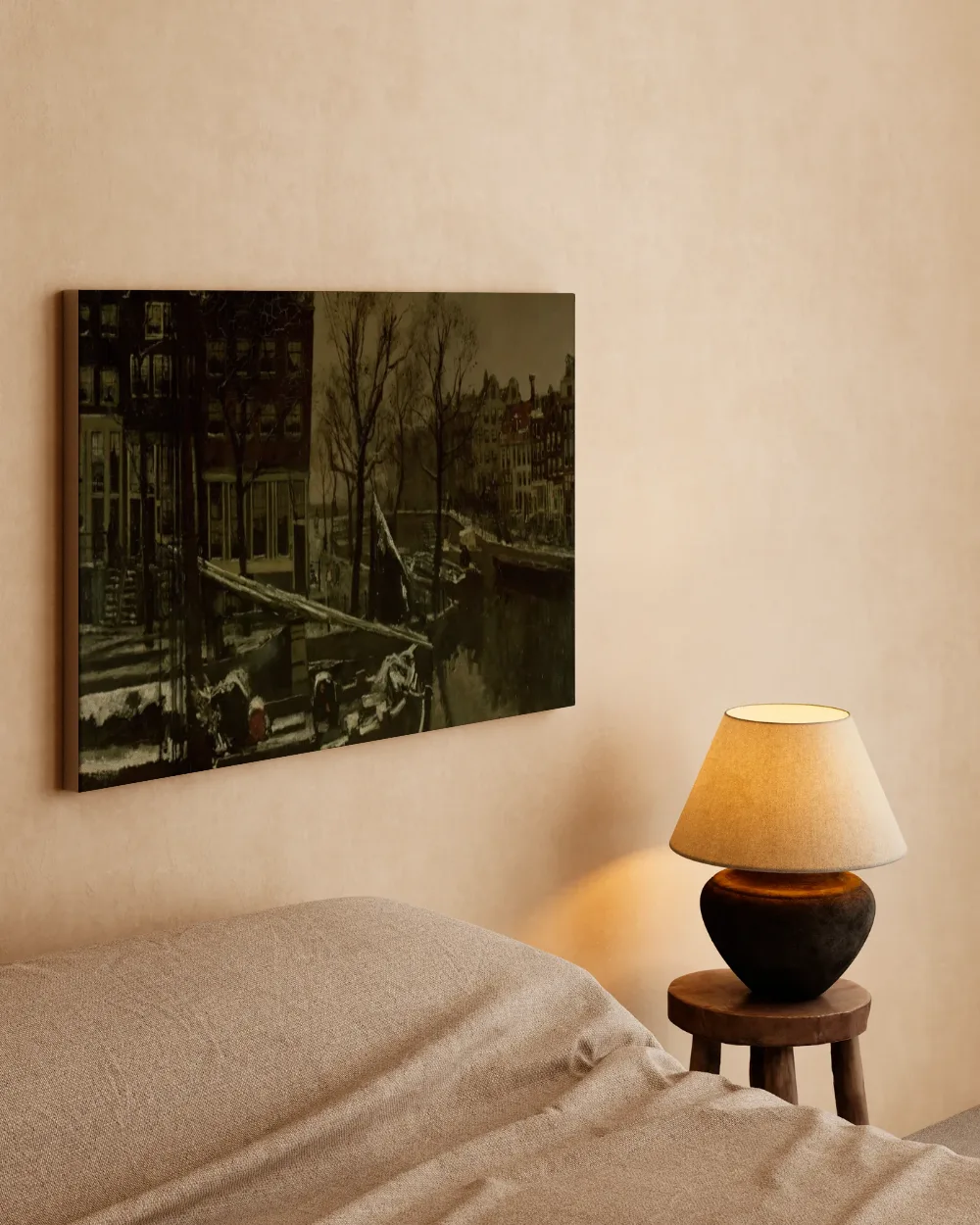 Winter in Amsterdam van George Hendrik Breitner, canvas schilderij uit de collectie george hendrik breitner