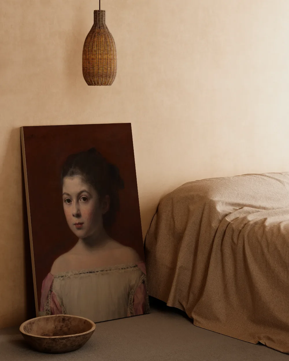 Portret van een meisje in een witte jurk van Henri Fantin-Latour, canvas schilderij uit de collectie henri fantin-latour