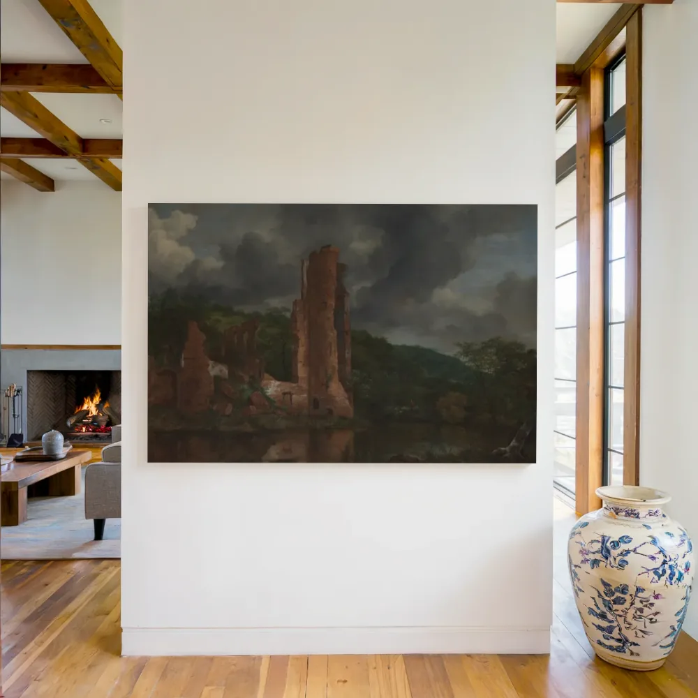 Landschap met de ruïne van het kasteel van Egmond van Jacob van Ruisdael, canvas schilderij uit de collectie jacob van ruisdael