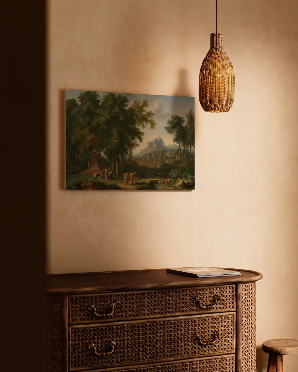Arcadisch landschap met borstbeeld van Flora van Jan van Huysum, canvas schilderij uit de collectie jan van huysum