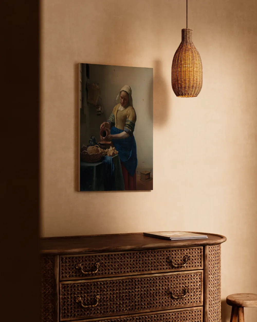 Het melkmeisje van Johannes Vermeer, canvas schilderij uit de collectie johannes vermeer