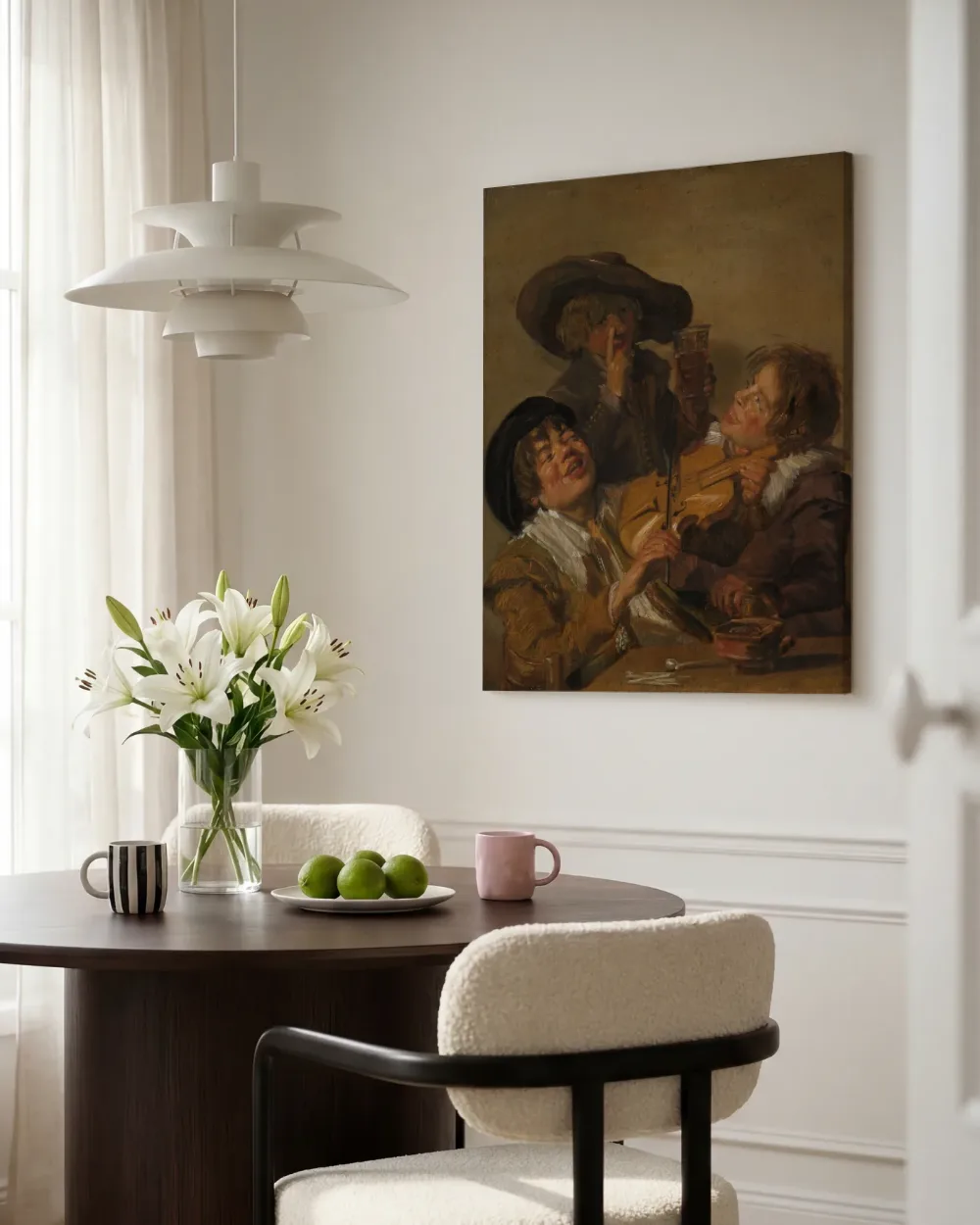 Vrolijk gezelschap van drie jongens met een viool van Judith Leyster, canvas schilderij uit de collectie judith leyster