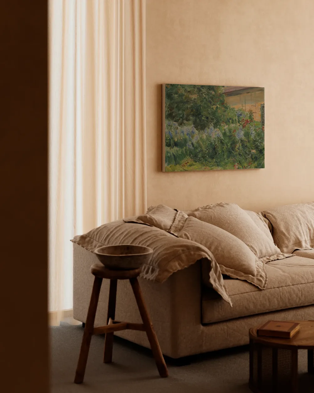 Bloemperken bij het tuinmanshuisje naar het noordwesten van Max Liebermann, canvas schilderij uit de collectie max liebermann