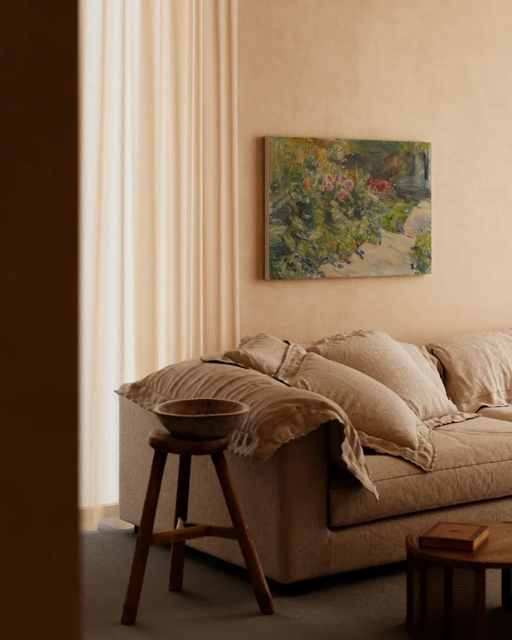 Bloemperken bij het tuinmanshuis naar het oosten van Max Liebermann, canvas schilderij uit de collectie max liebermann