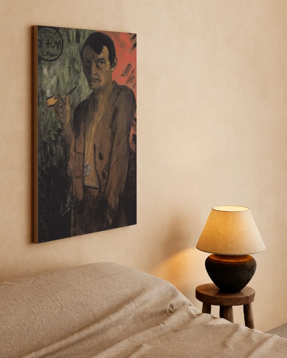 Zelfportret met pentagram van Otto Mueller, canvas schilderij uit de collectie otto mueller