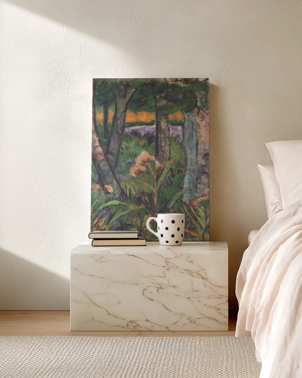 Bosgezicht met bloemen en vijver van Otto Mueller, canvas schilderij uit de collectie otto mueller