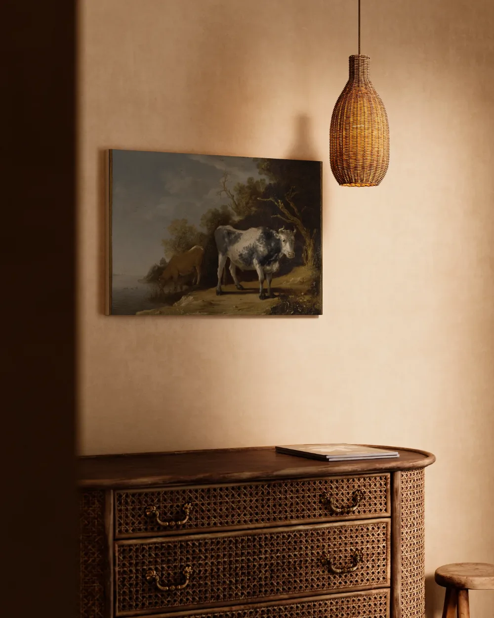 Landschap met twee koeien van Paulus Potter, canvas schilderij uit de collectie paulus potter